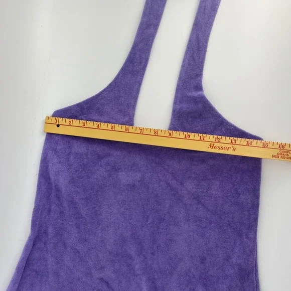 Fabletics Island Terry Halter Dress Purple Terry Cloth Beach Medium - Picture 2 of 6